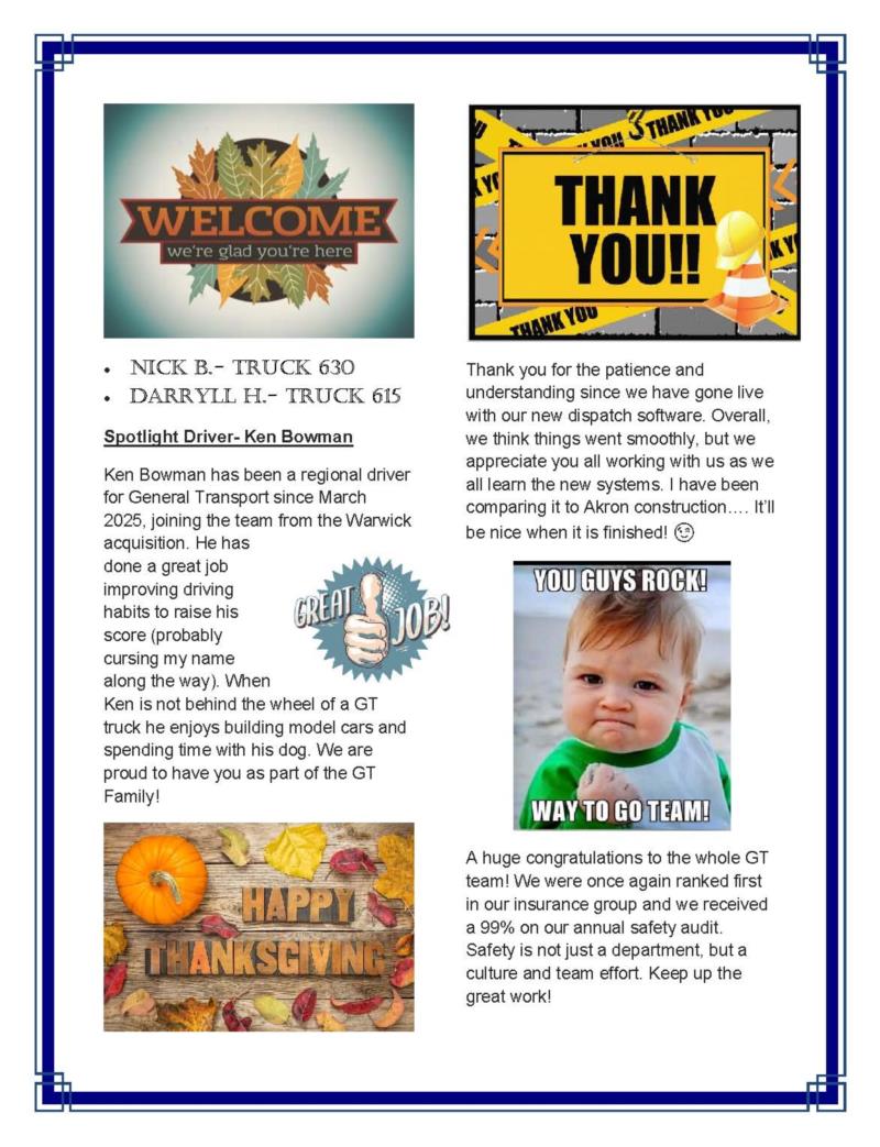 General Transport November 2025 Newsletter